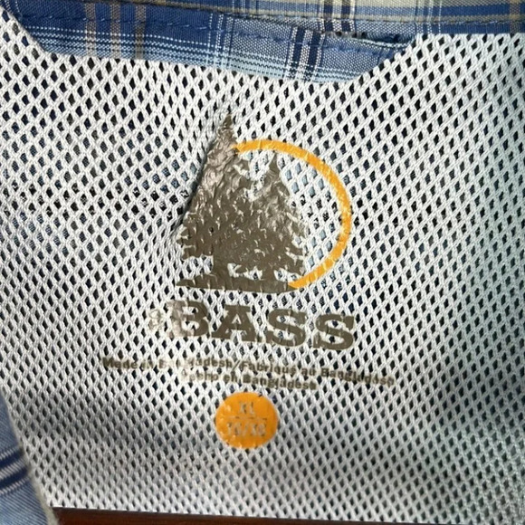 GH BASS Mens Plaid Utility Shirt Blue Adjustable Long Sleeve Size XL - Picture 8 of 11